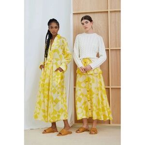 ATELIER DELPHINE Saskia Luxe Butter Jumpsuit Mid Century Print Silky Cupro L NWT